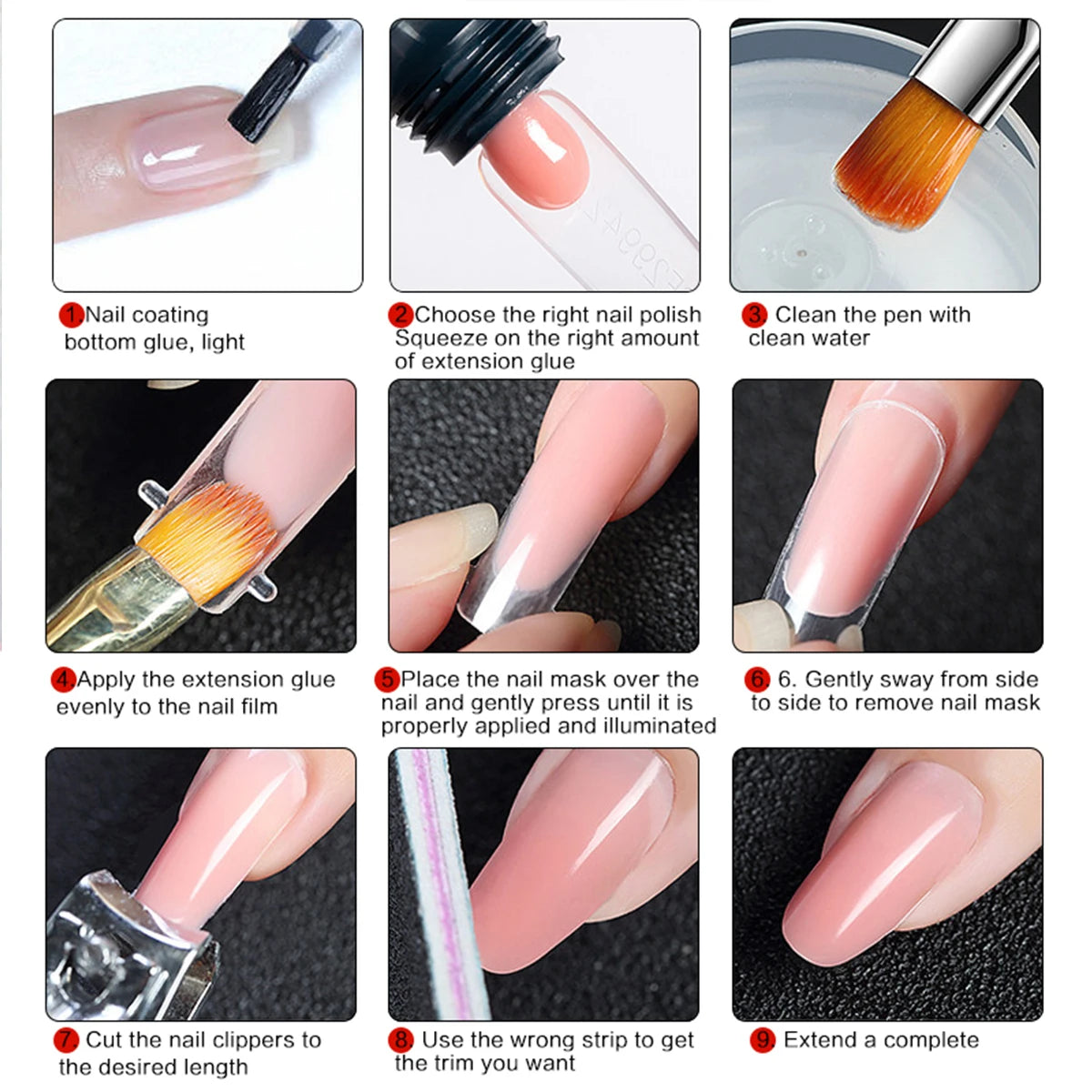 DIY Poly Gel Nail Extension Kit with Led Lamp & Accessories