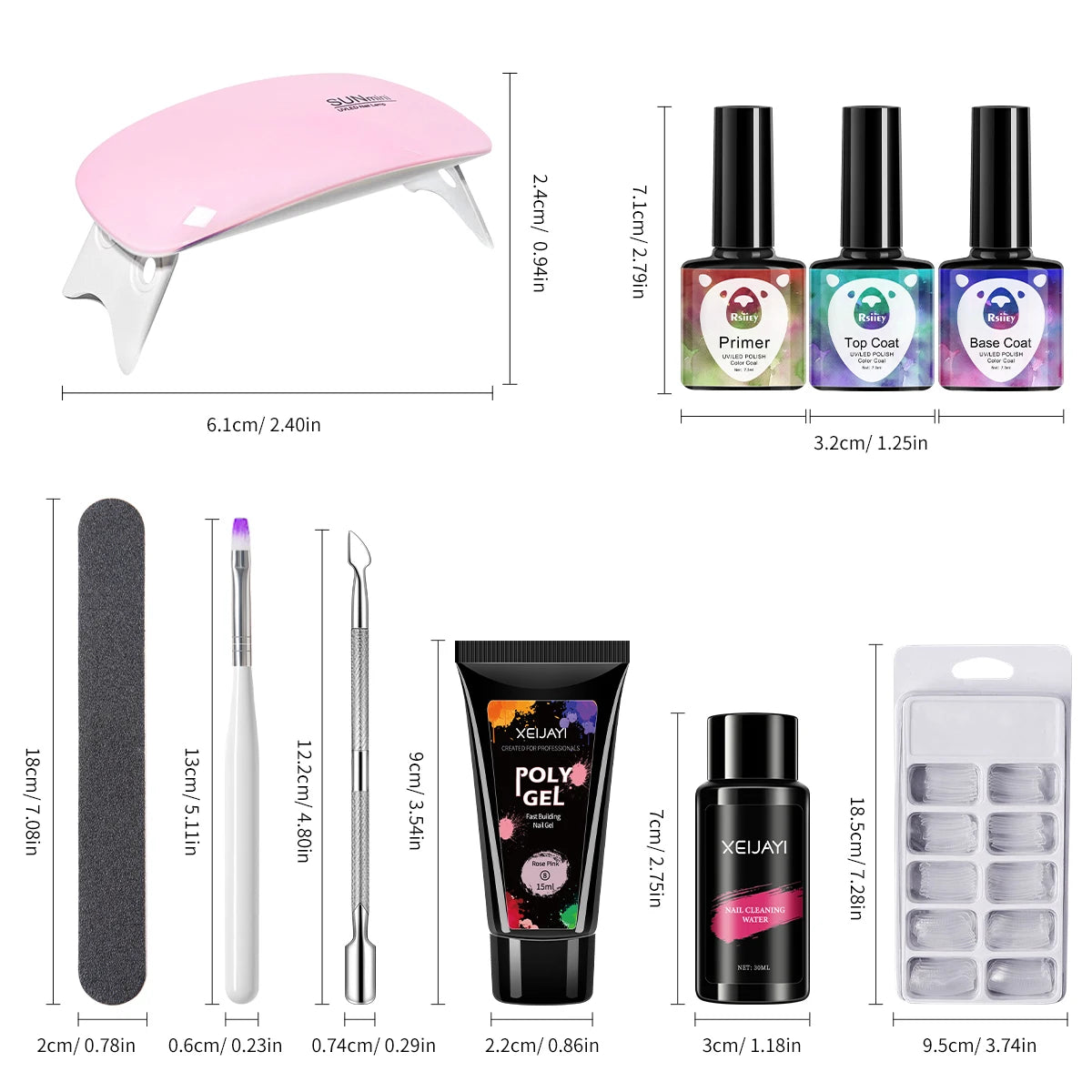 DIY Poly Gel Nail Extension Kit with Led Lamp & Accessories