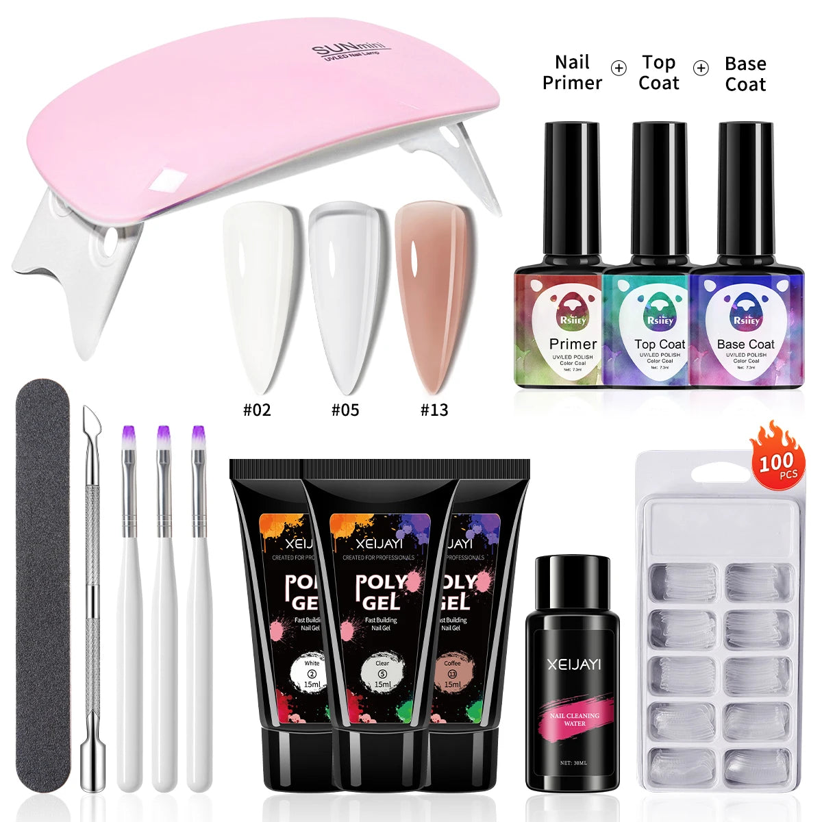 DIY Poly Gel Nail Extension Kit with Led Lamp & Accessories