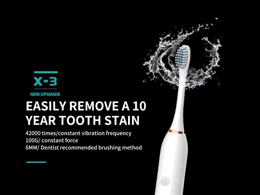 Waterproof  Sonic Electric Toothbrush with 6 Cleaning Modes
