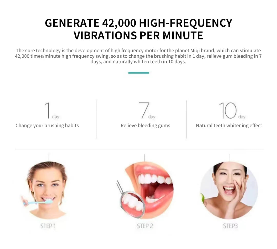 Waterproof  Sonic Electric Toothbrush with 6 Cleaning Modes