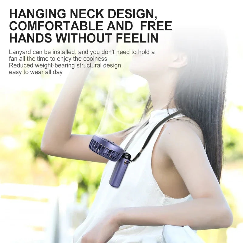 Portable 5 Speed USB Fan with Phone Holder & Digital Display- Rechargeable, Quiet & Powerful