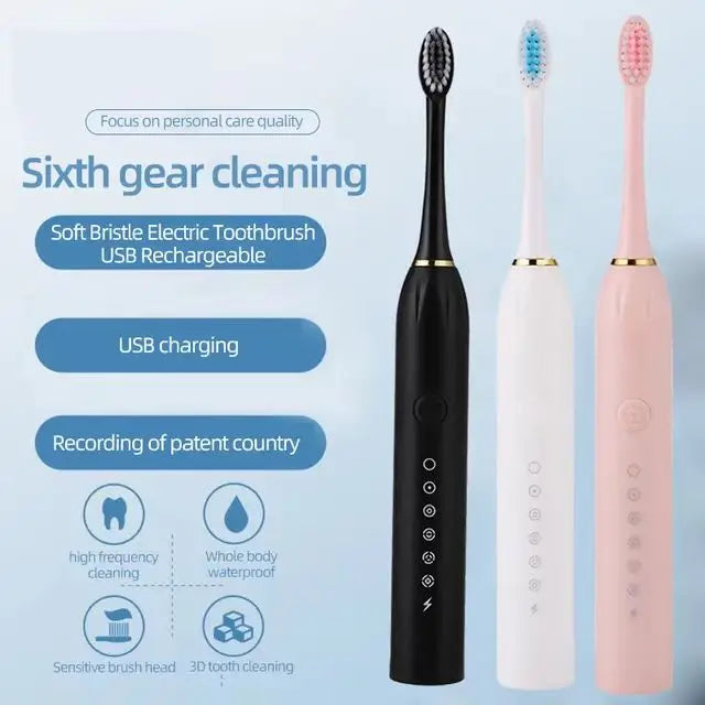 Waterproof  Sonic Electric Toothbrush with 6 Cleaning Modes