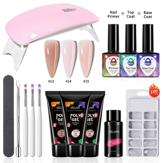 DIY Poly Gel Nail Extension Kit with Led Lamp & Accessories