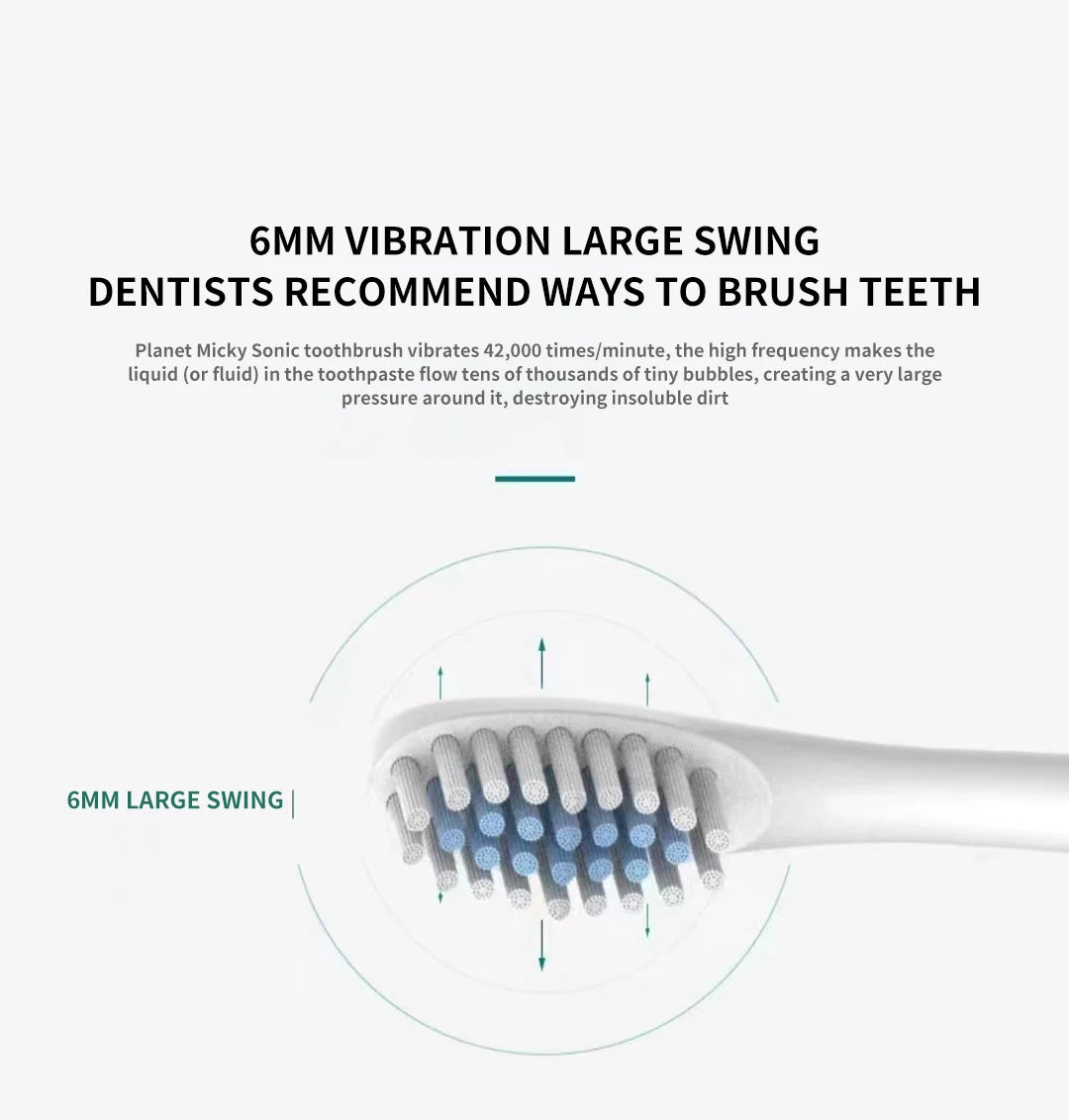 Waterproof  Sonic Electric Toothbrush with 6 Cleaning Modes